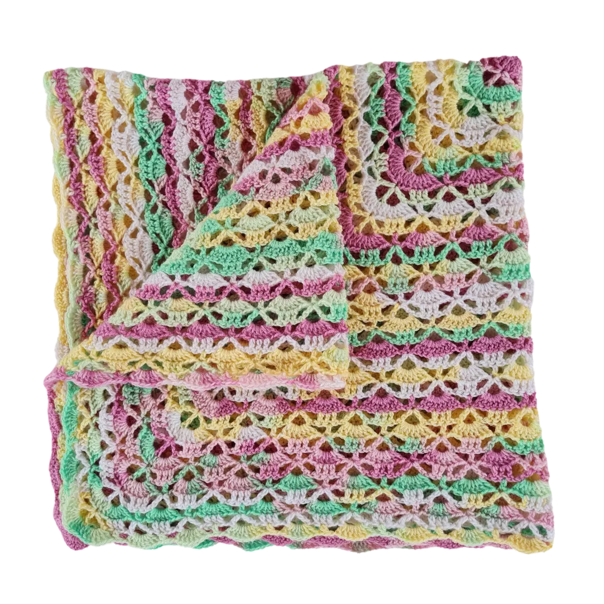 Cakes & Candles Lacy Crochet Baby Blanket – Soft and Elegant Pattern.