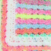 Candy Cradle Crochet Baby Blanket – Cozy Pattern with Stacking Shells Border.