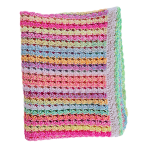 Candy Cradle Crochet Baby Blanket with Stacking Shells Border - The Secret Yarnery