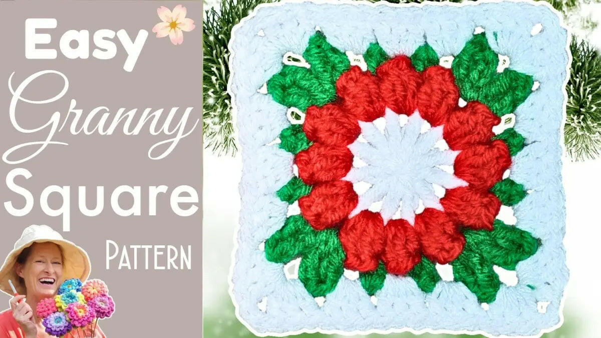 Christmas Crochet Flower Granny Square: Festive Flair for the Holidays.