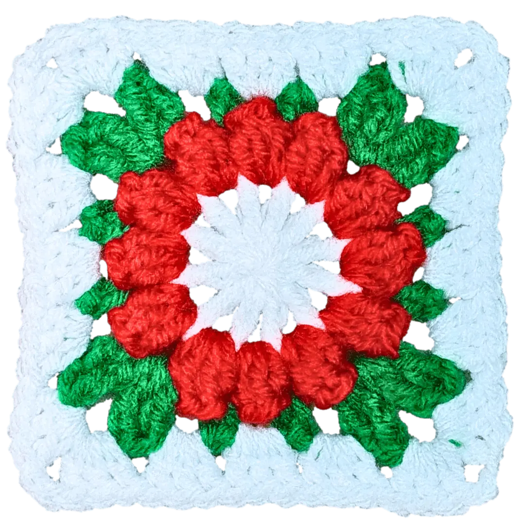 Christmas Crochet Flower Granny Square: Festive Flair for the Holidays.