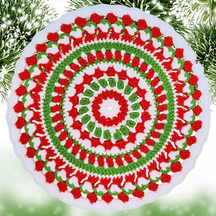 Christmas Mandala Crochet Placemat – Festive and Easy Pattern for Beginners