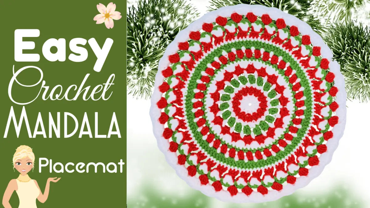 Christmas Mandala Crochet Placemat – Festive and Easy Pattern for Beginners.