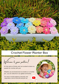 Crochet Flower Planter Box – Perfect for Indoor Window Decor.