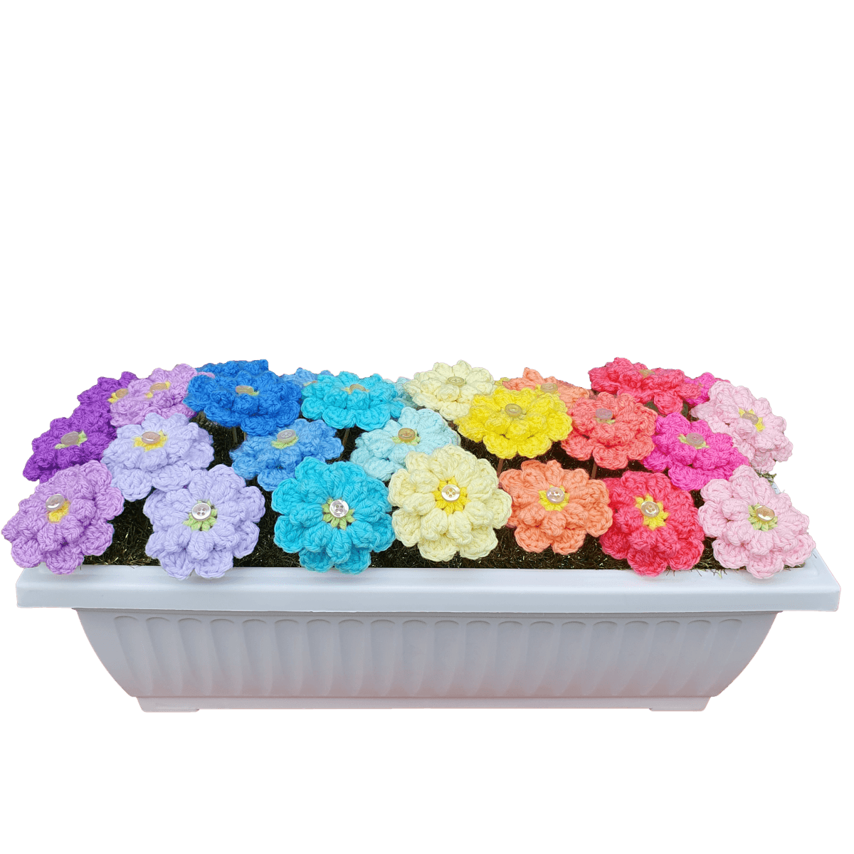 Crochet Flower Planter Box – Perfect for Indoor Window Decor