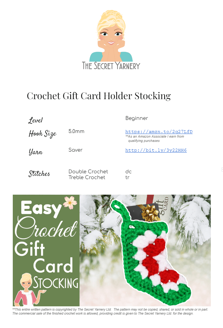 Crochet Gift Card Holder Stocking - The Secret Yarnery