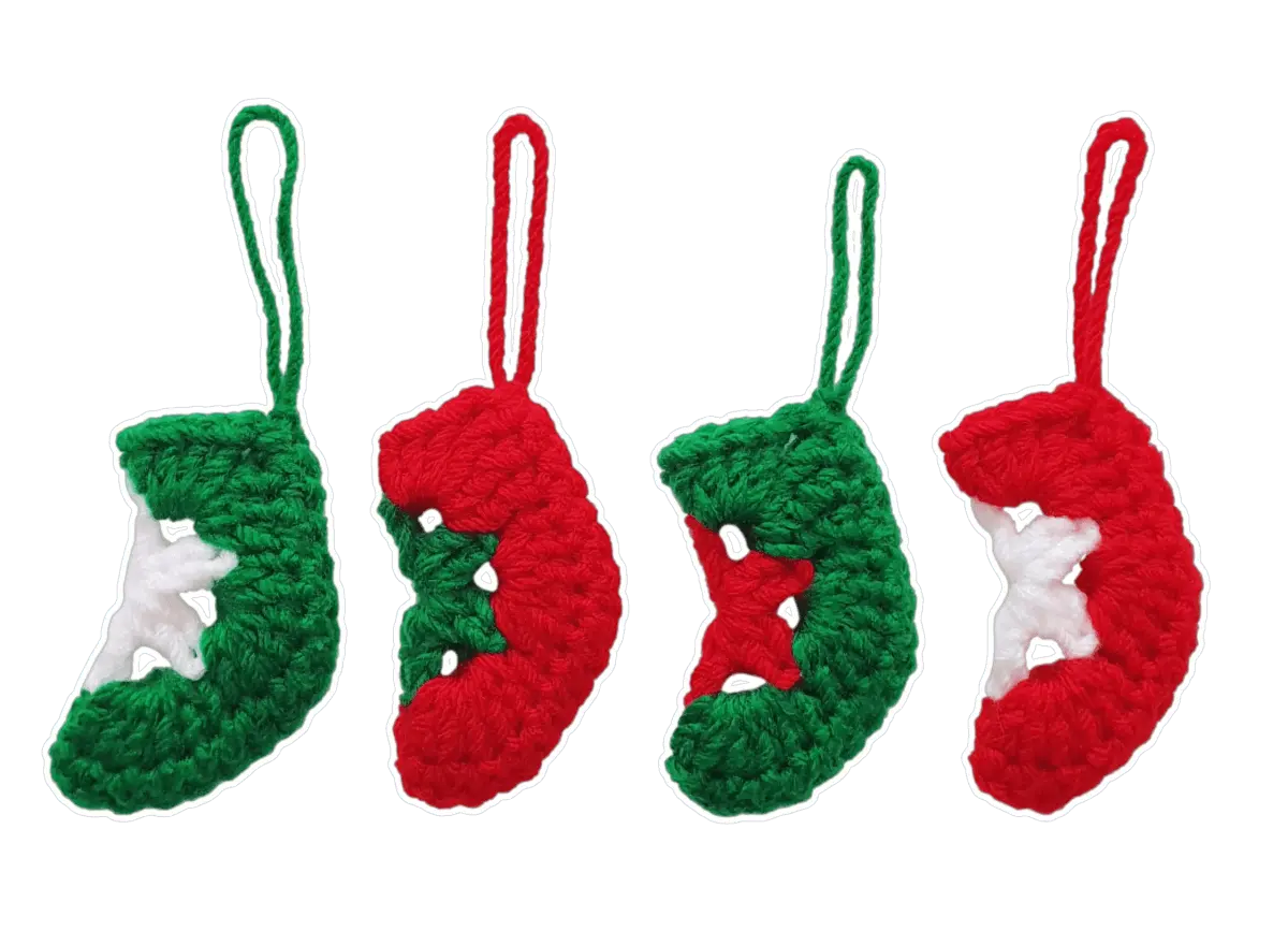 Crochet Mini Stocking Ornaments – Festive and Easy Holiday Pattern.