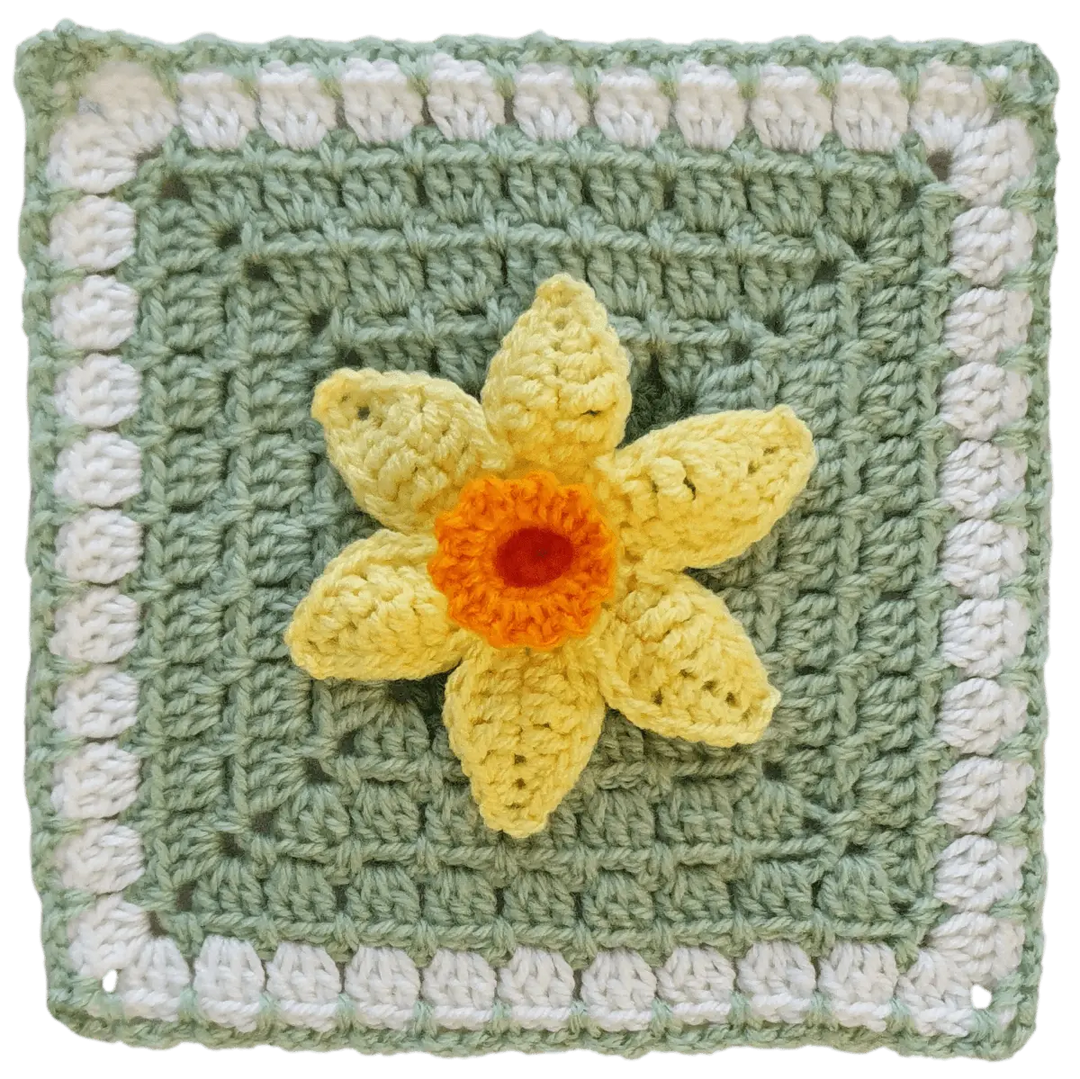 Daffodil Crochet Flower Granny Square - BloomScape CAL #9