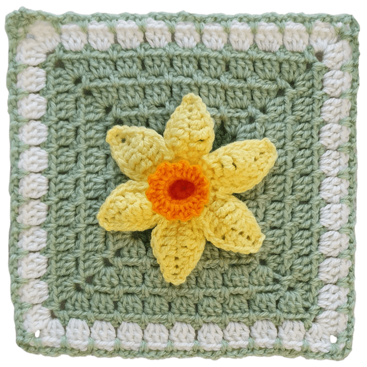 Daffodil 3D Crochet Granny Square - BloomScape CAL #9 - The Secret Yarnery