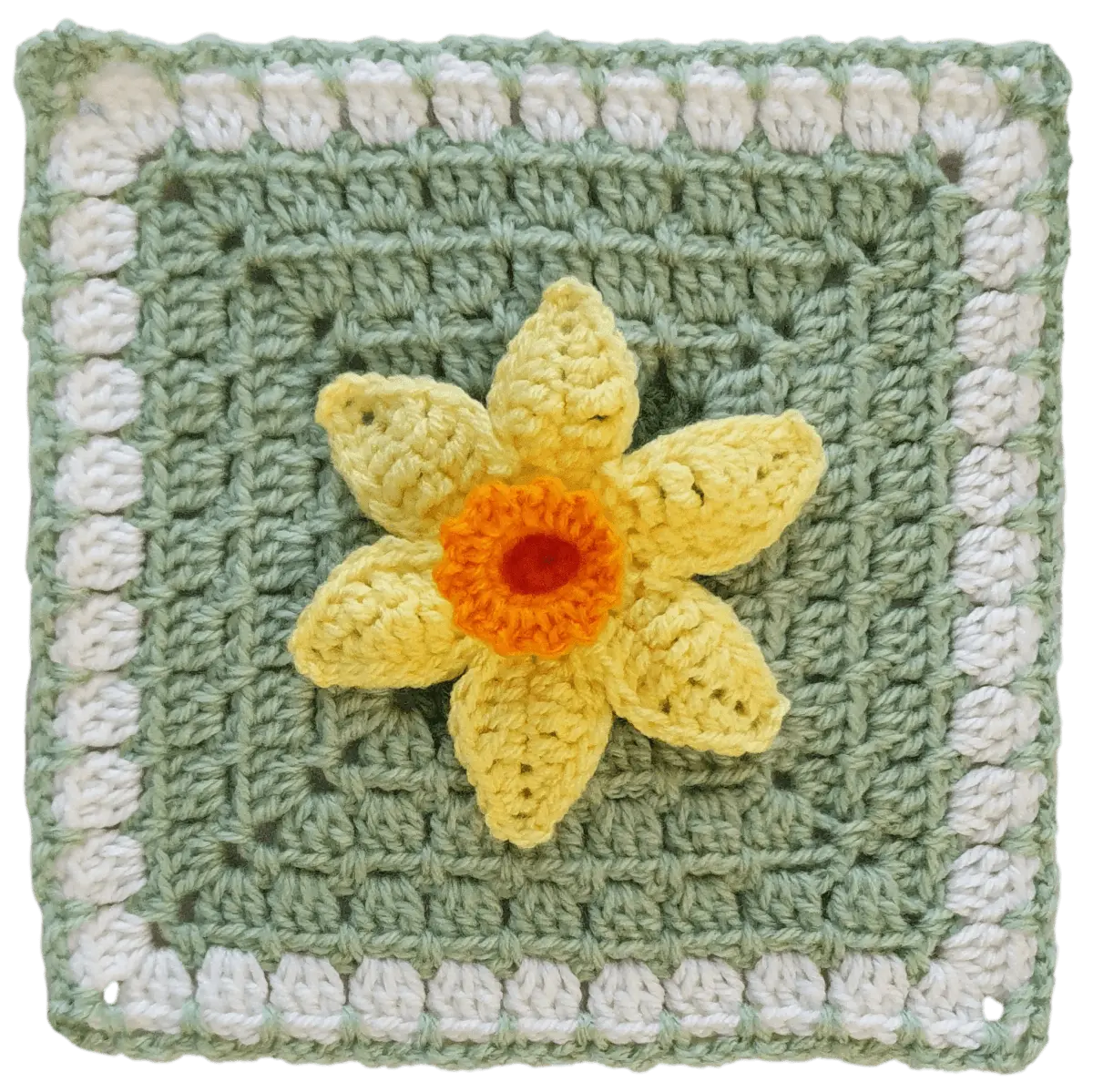 Daffodil Crochet Flower Granny Square - BloomScape CAL #9.