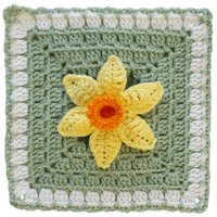 Daffodil Crochet Flower Granny Square - BloomScape CAL #9.