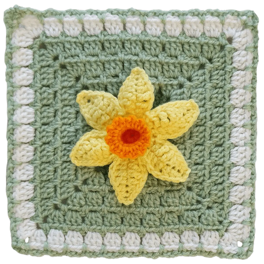 Daffodil Crochet Flower Granny Square - BloomScape CAL #9.