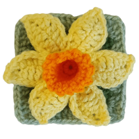 Daffodil Crochet Flower Granny Square - BloomScape CAL #9.