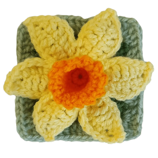 Daffodil Crochet Flower Granny Square - BloomScape CAL #9.