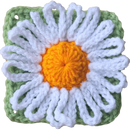 Crochet Daisy Flower Granny Square.