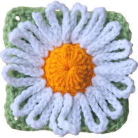 Crochet Daisy Flower Granny Square.