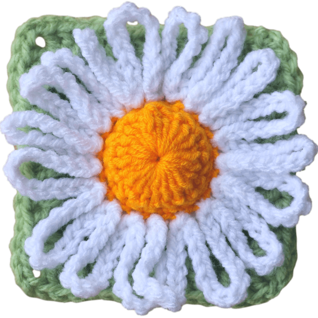 Daisy Crochet Flower Granny Square - The Secret Yarnery