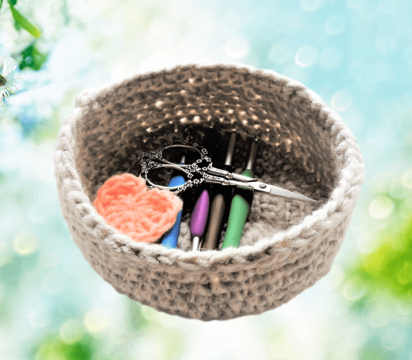 Desk Basket - Easy to Follow Written Crochet Pattern - The Secret Yarnery