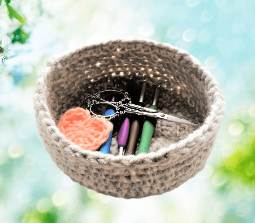 Desk Basket - Easy to Follow Written Crochet Pattern - Secret Yarnery