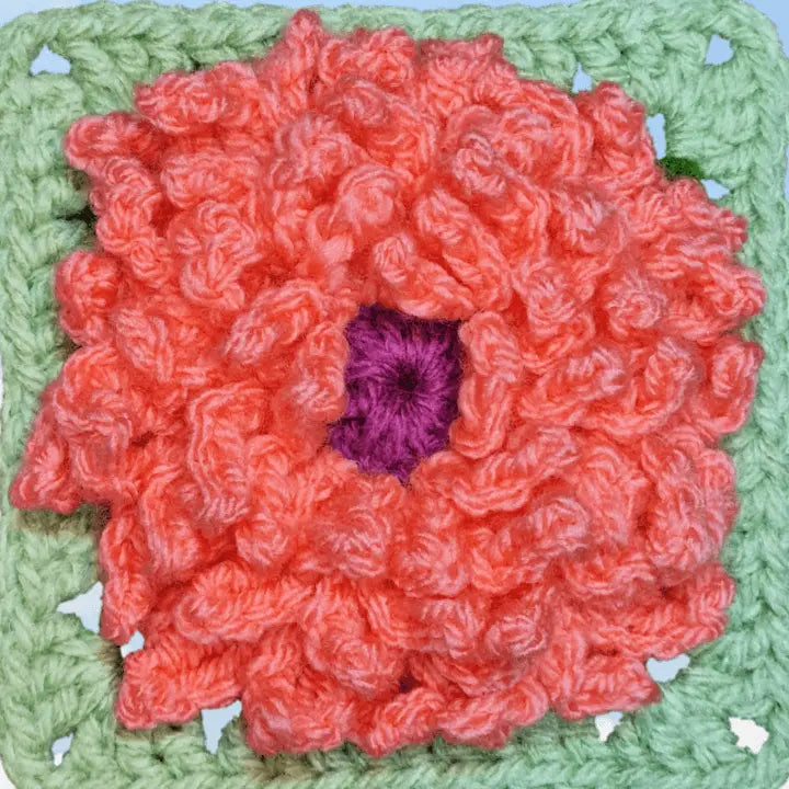 Dahlia Flower Granny Square - BloomScape Blanket Block 1