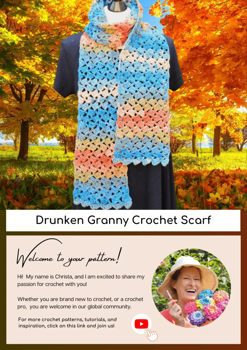 Drunken Granny Crochet Scarf – Fun and Easy Pattern.