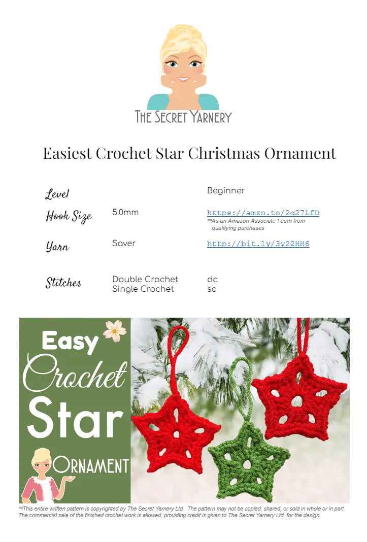 Easiest Crochet Star Christmas Ornament – Quick and Festive Pattern for Beginners.