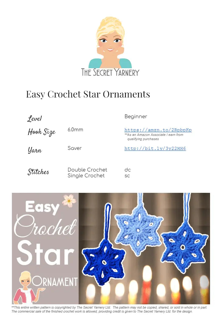 Easy 6 Pointed Star Crochet Ornaments – Fast Hanukkah Decorations.