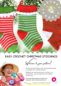 Easy Crochet Christmas Stocking – Top-Down Pattern with 3 Borders & Simple Color Changes.