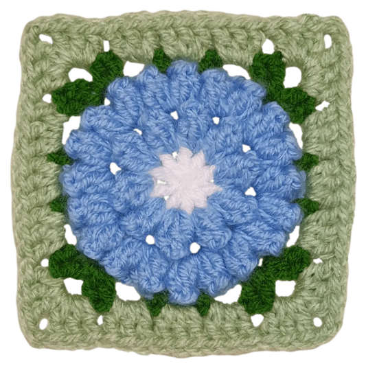 Forget Me Not Crochet Flower Granny Square – BloomScape CAL Block 5 Pattern.