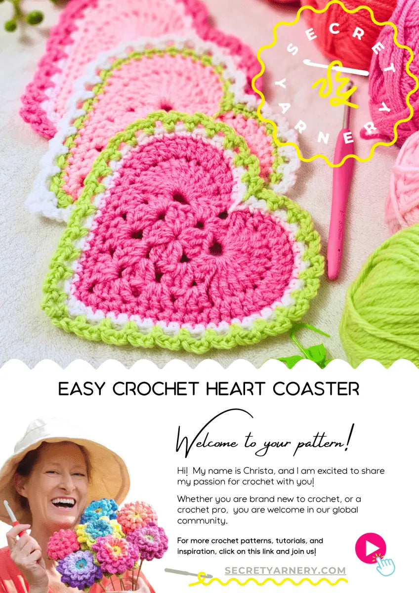 Crochet Heart Coasters - Easy DIY Pattern for Beginners