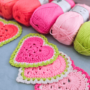 Easy Crochet Heart Coasters - Secret Yarnery