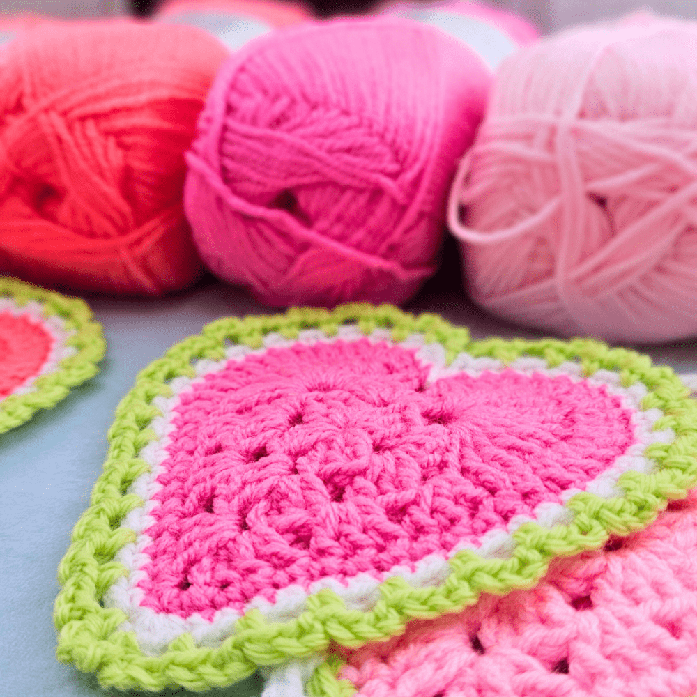 Easy Crochet Heart Coasters.