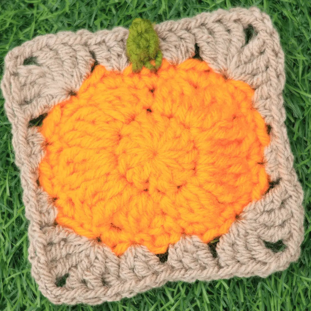 Easy Crochet Pumpkin Granny Square.