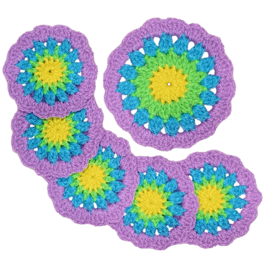 Easy Flower Crochet Coasters – Two Sizes for a Perfect Table Setting