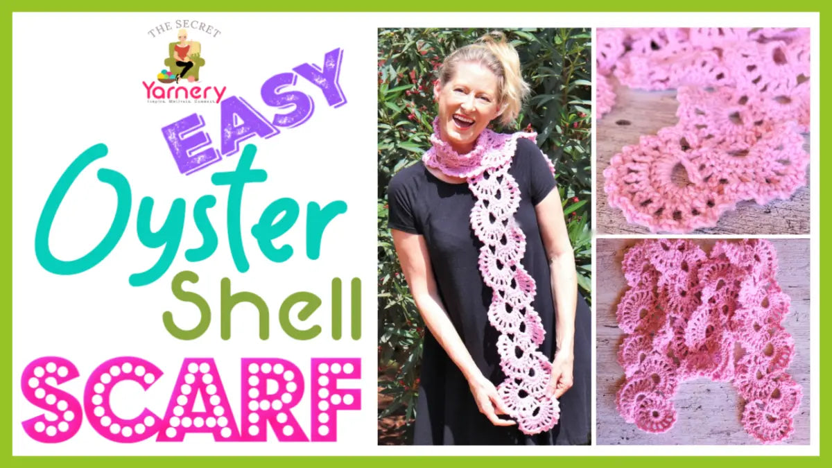 Easy Oyster Shell Crochet Scarf – Beginner-Friendly Pattern with Elegant Texture.