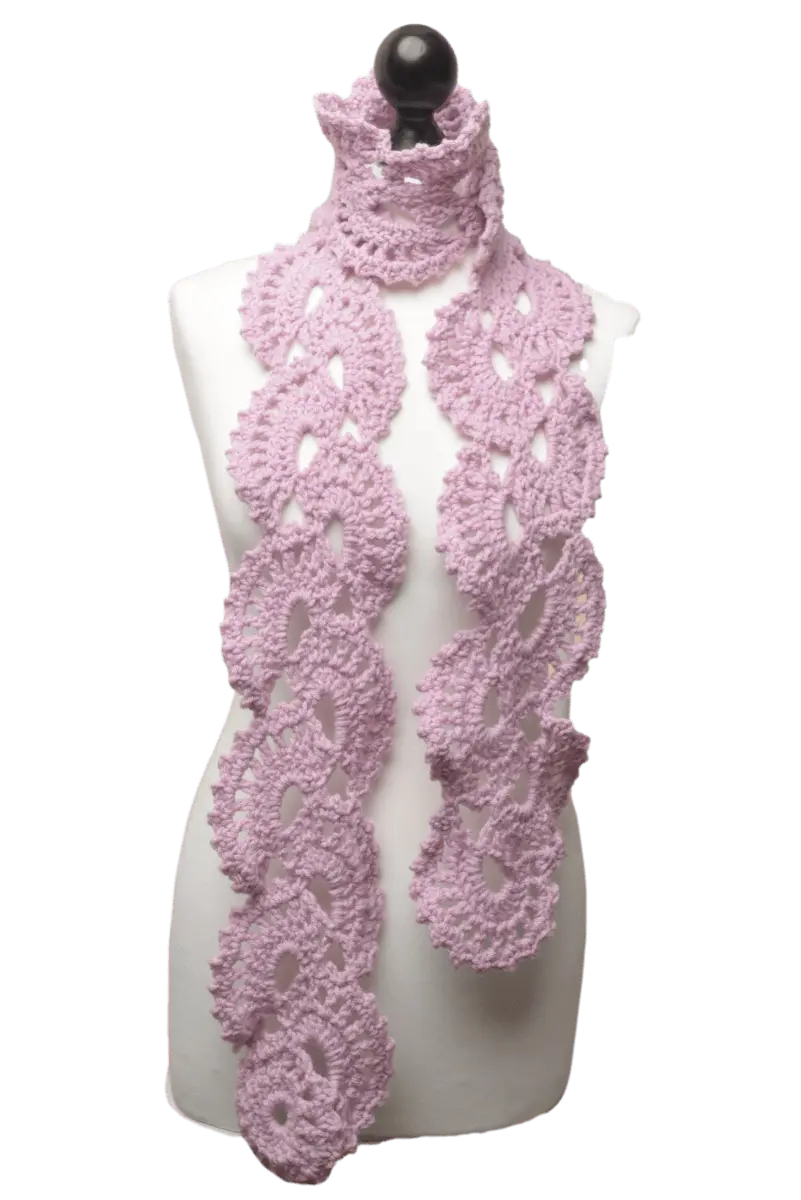 Easy Oyster Shell Crochet Scarf – Beginner-Friendly Pattern with Elegant Texture.