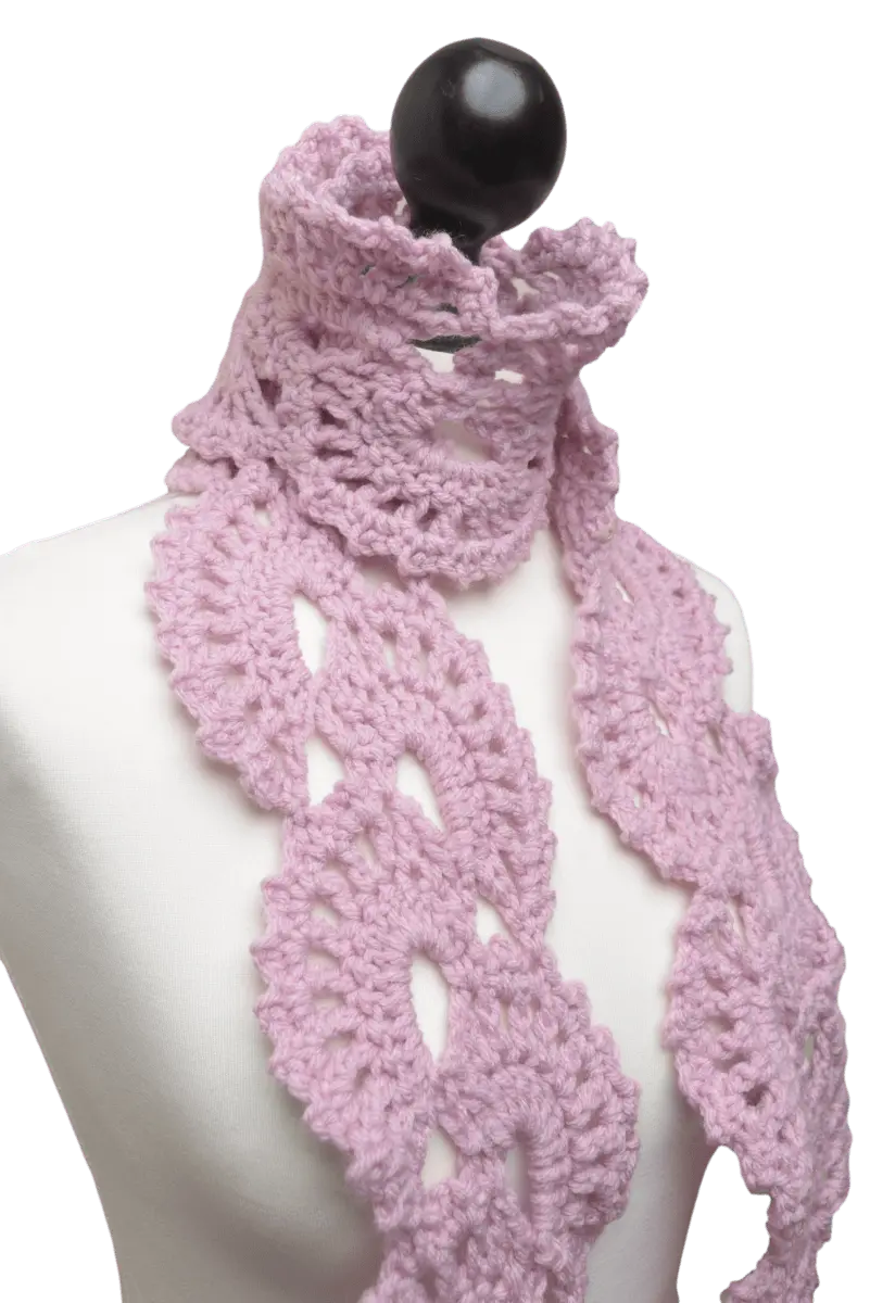 Easy Oyster Shell Crochet Scarf – Beginner-Friendly Pattern with Elegant Texture.