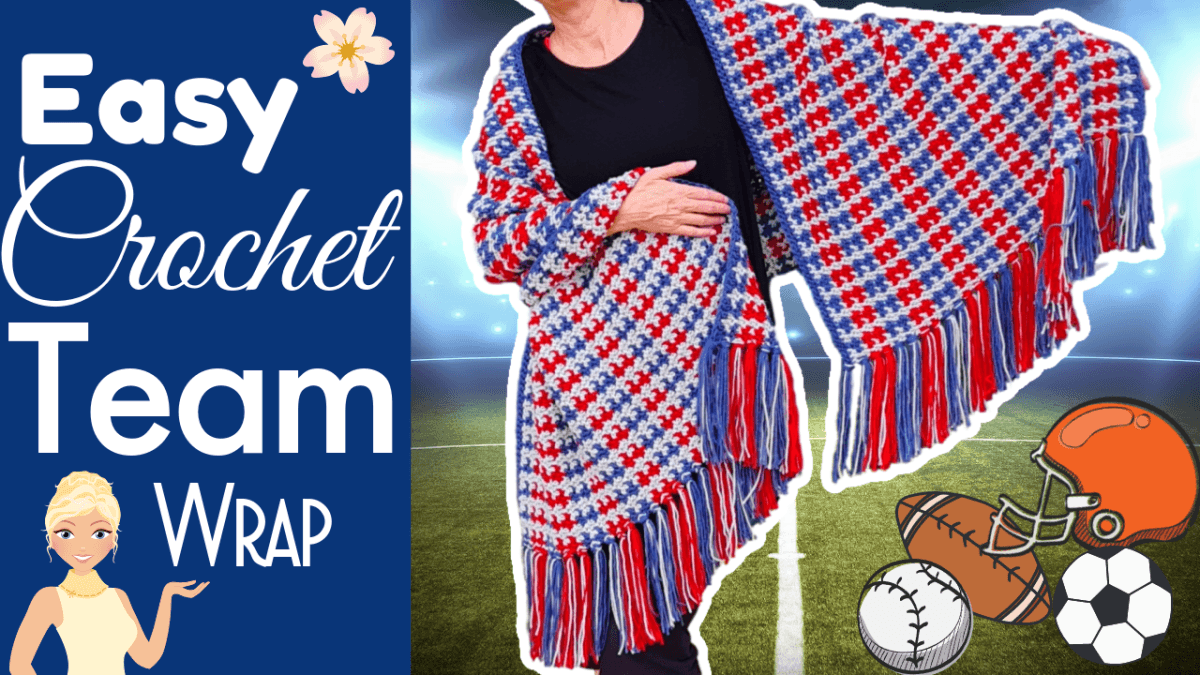 Easy Team Spirit Wrap - No Ends! Easy to Follow Written Pattern - The Secret Yarnery