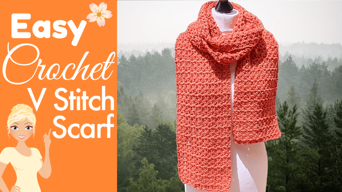 Easy V-Stitch Scarf - Easy to Follow Written Crochet Pattern - The Secret Yarnery