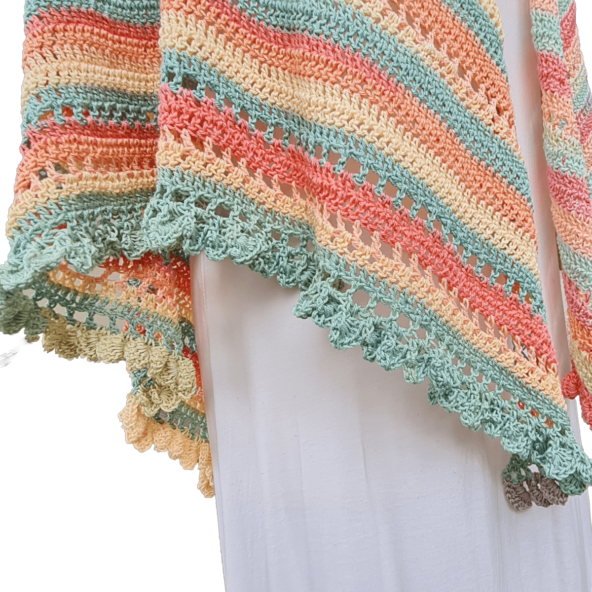 Gelato Shawl with Drop Leaf Border – Elegant Crochet Shawl Pattern.