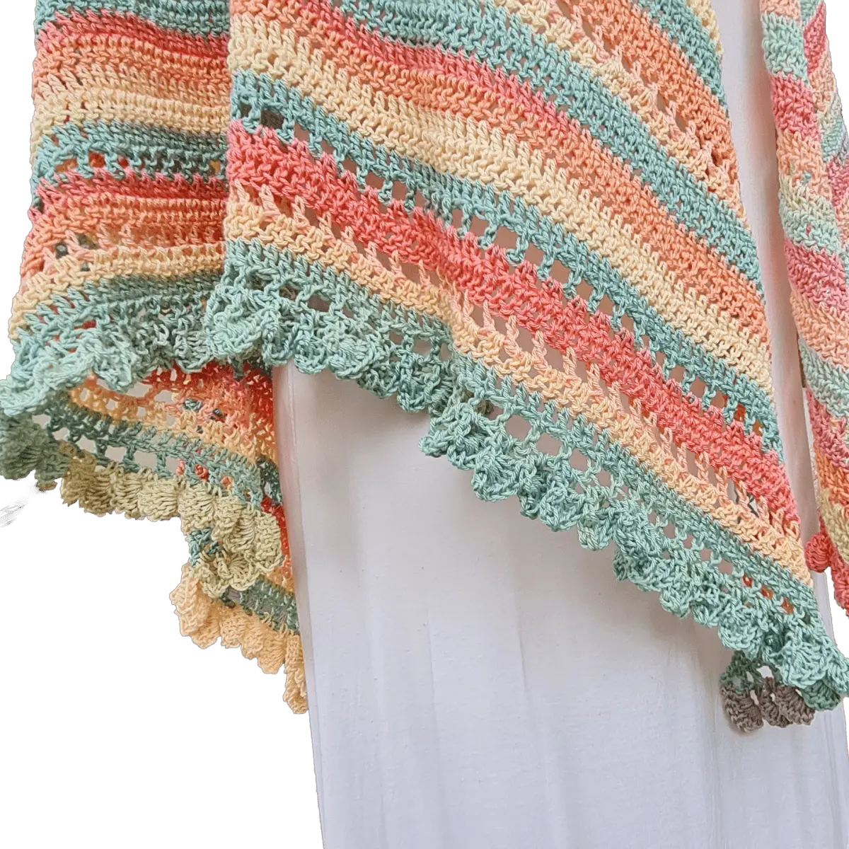 Gelato Shawl with Drop Leaf Border – Elegant Crochet Shawl Pattern.