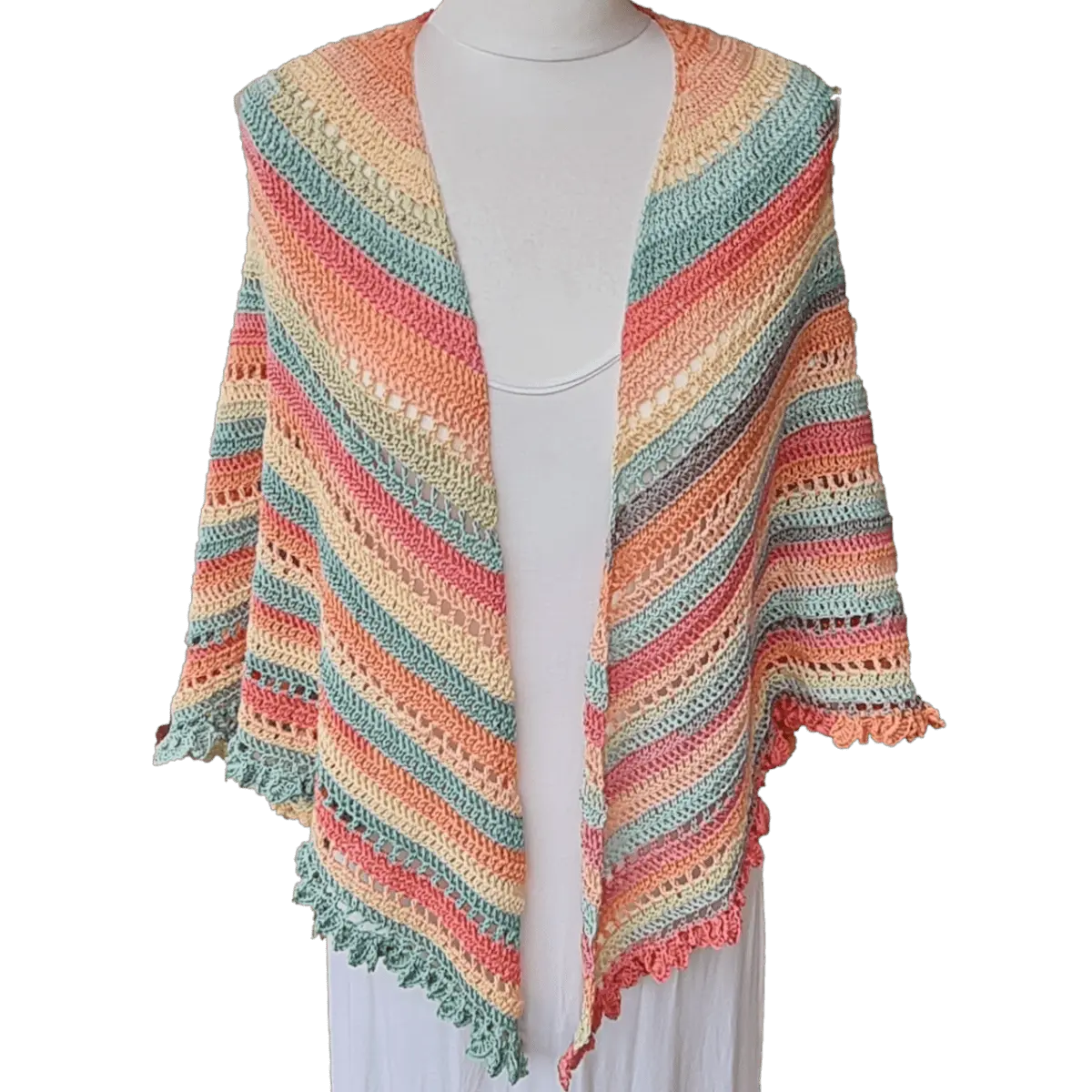 Crochet Shawl Pattern - Gelato Shawl with Drop Leaf Border