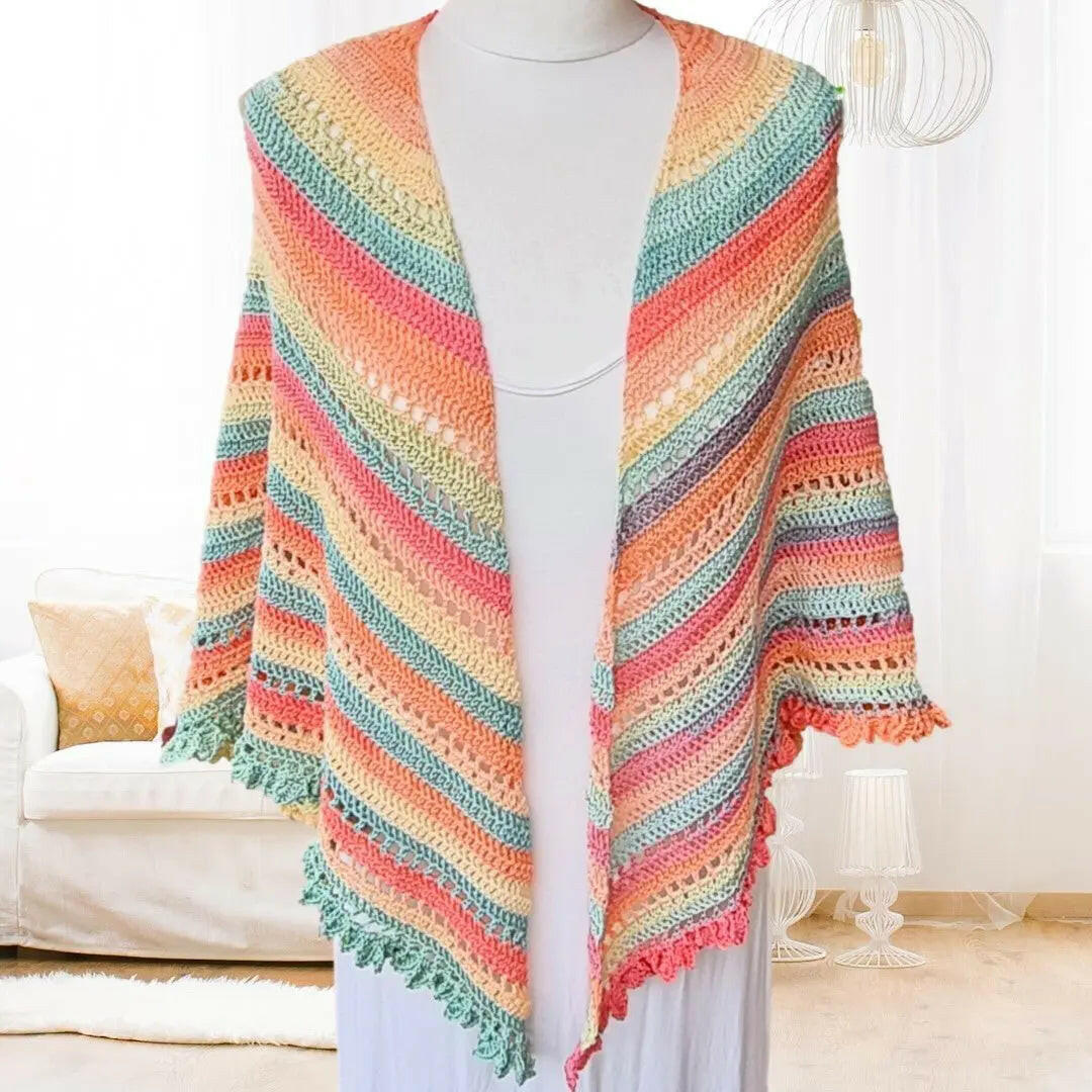 Gelato Shawl with Drop Leaf Border – Elegant Crochet Shawl Pattern