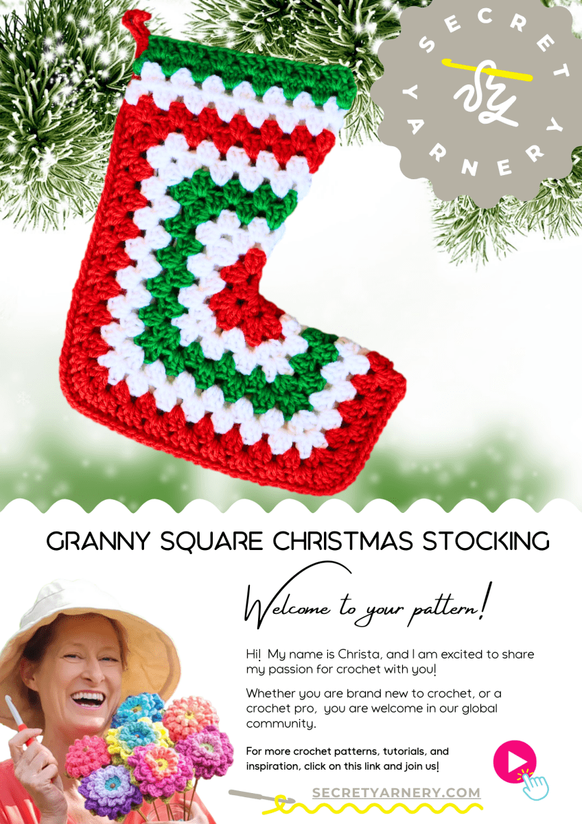 Granny Square Christmas Stocking - Secret Yarnery