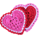 Simple Granny Square Heart Crochet Coasters – Easy and Charming Design.