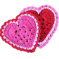 Simple Granny Square Heart Crochet Coasters – Easy and Charming Design.