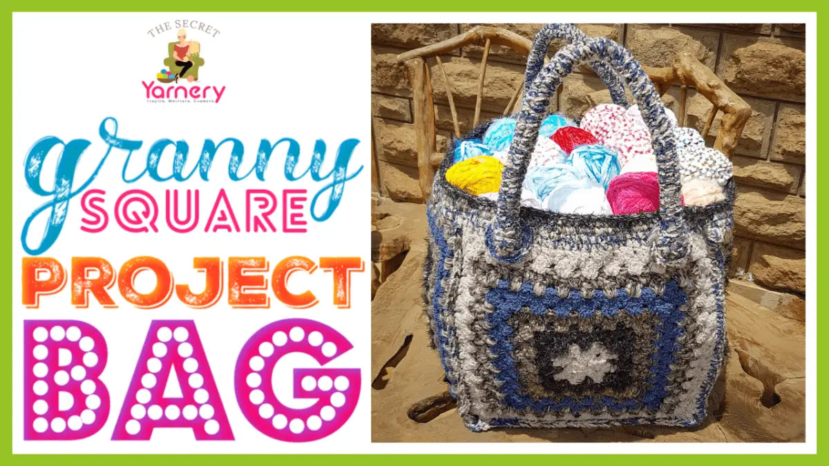 Granny Square Project Bag – Easy Pattern with No-Stretch Handles.