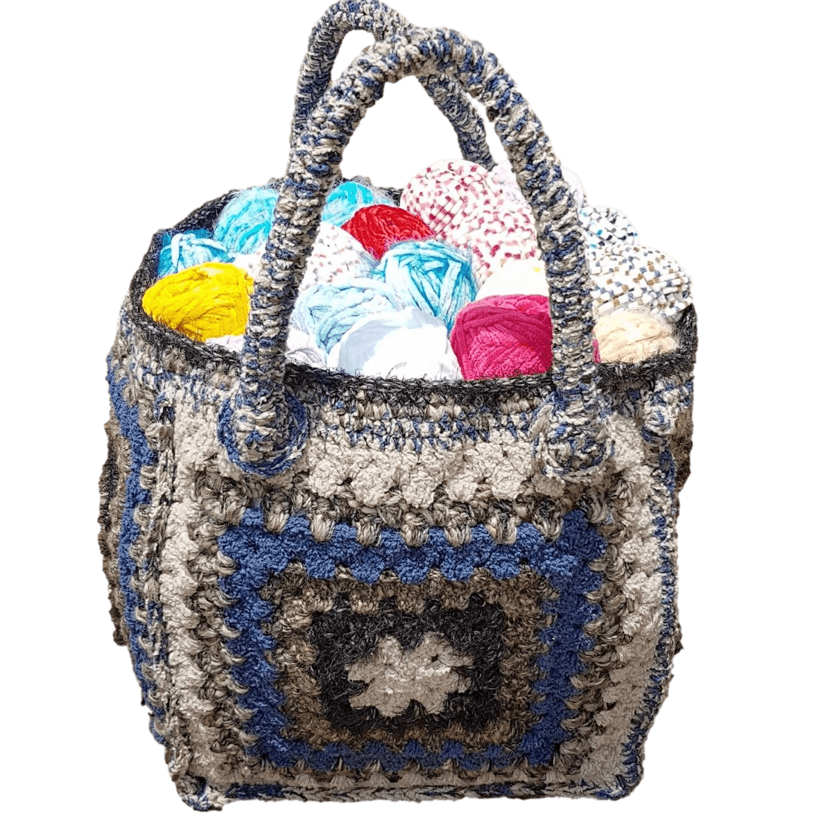 Granny Square Project Bag - Easy to Follow Written Crochet Pattern - The Secret Yarnery