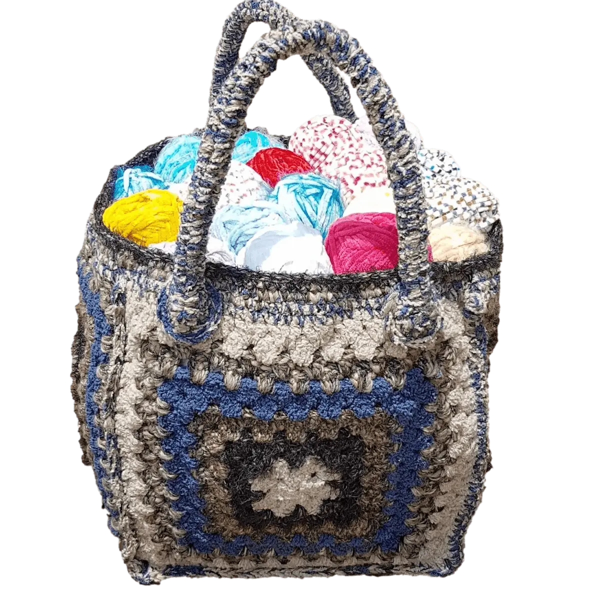 Granny Square Project Bag – Easy Pattern with No-Stretch Handles.