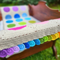 Paintbox Crochet Bed Runner & Wrap with Polka Dot Border.